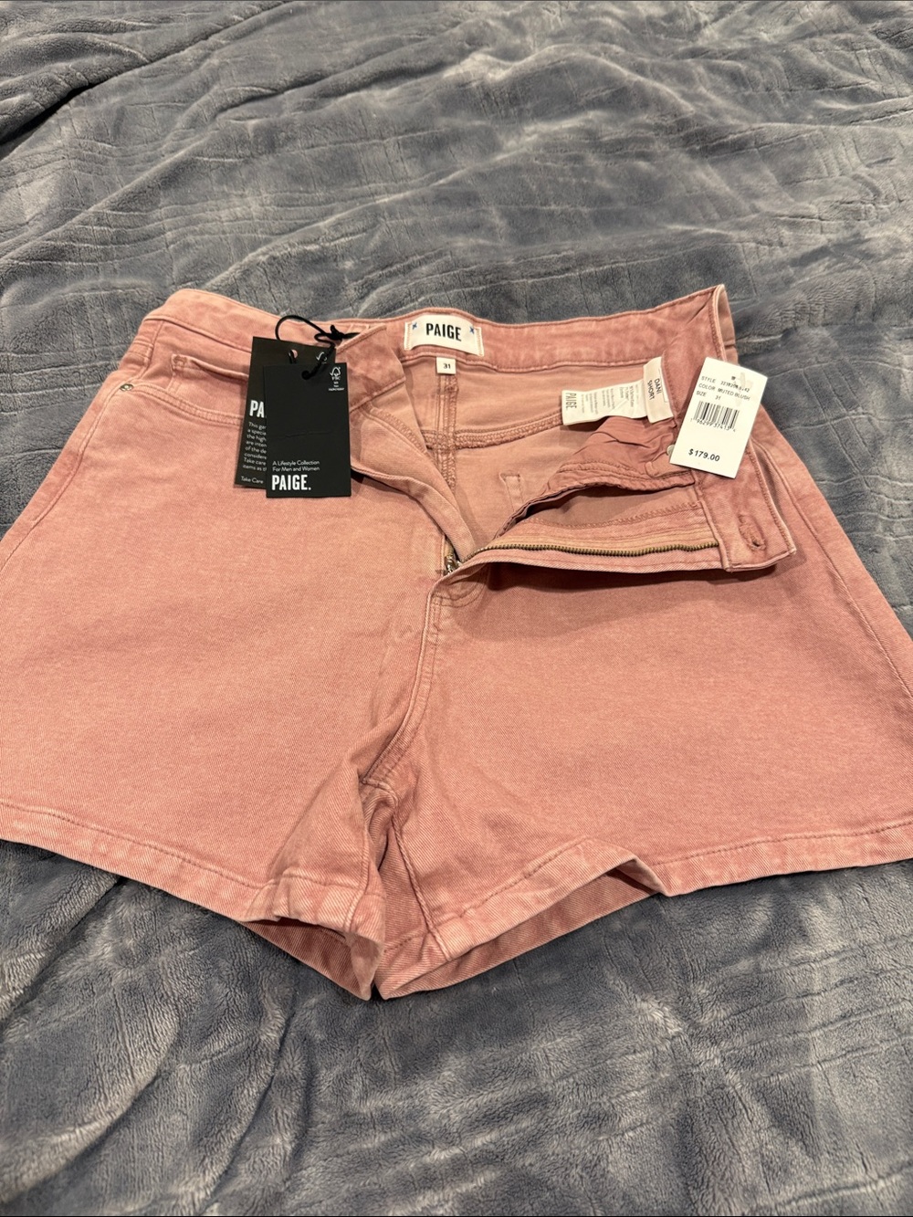 PAIGE High-Waist Cotton Shorts in Dusty Rose